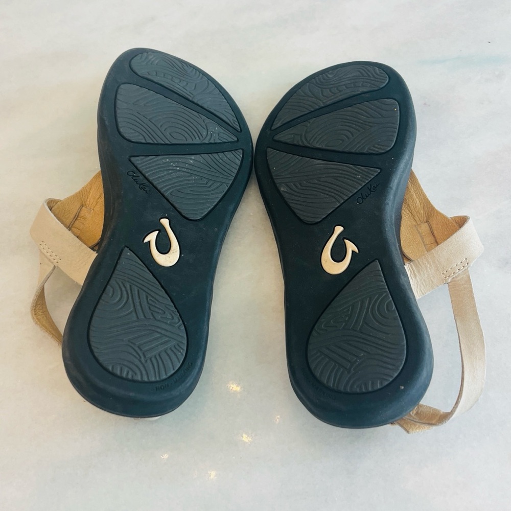 Olukai 'EKEKEU Women's Thong Slingback Sandals Tapa/Black Beige Size 7 - Picture 11 of 12